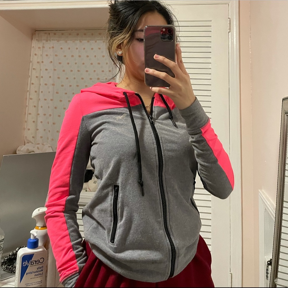 Bright pink stripe hoodie